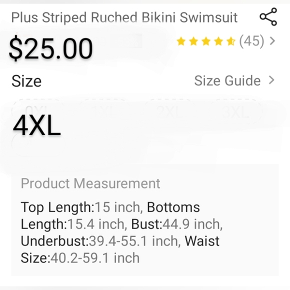 SHEIN 4XL yellow top and striped button swimsuit - Picture 4 of 8